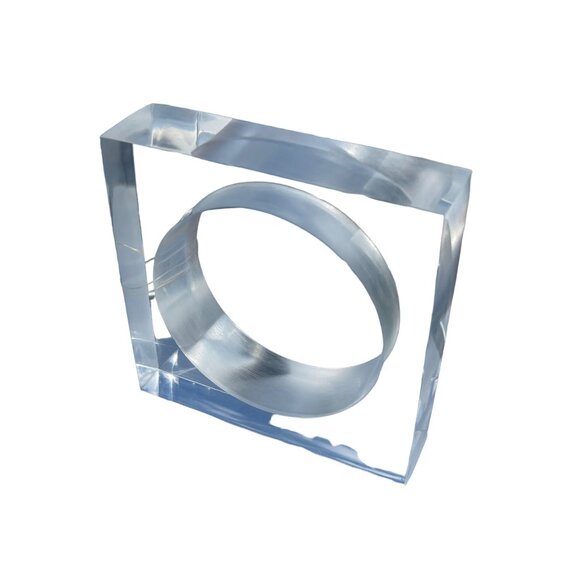 Laurent Guillot Lucite Square Bangle Bracelet Vintage Clear MSRP $350 - Picture 1 of 11